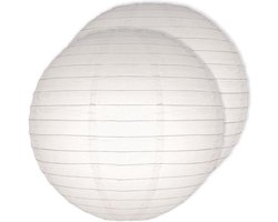 2x stuks Luxe bol lampionnen wit 25 cm