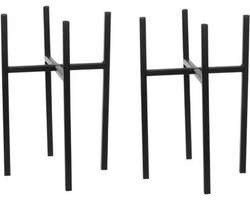 2x stuks Plantenstandaards/voeten Ascot zwart 20,5 x 35 cm - Plantenkrukjes - Woonaccessoires urban jungle