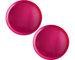 2x stuks roze fuchsia rond dienbladen van kunststof 34 cm - Serveren - Serveerbladen