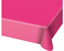 2x stuks tafelkleed van fuchsia roze plastic 130 x 180 cm - Tafellakens/tafelkleden voor verjaardag of feestje
