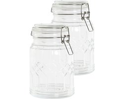 2x stuks voorraadpotten/weckpotten 710 ml glas met metalen beugelsluiting - Conservenpot