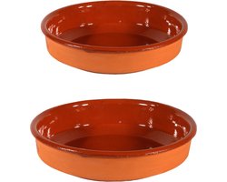 2x Tapas borden/ovenschalen set Sevilla 35 en 26 cm - Serveerschalen/ovenschalen - Terracotta bordjes/schaaltjes - Tapasschalen