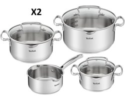 2x Tefal Duetto + G719S7 4 delige kookset (steelpan 16, kookpan 16/20/24 + deksel
