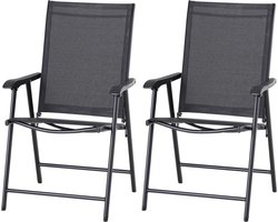 2x Tuinstoel met armleuning - Tuinstoelen - Stoel - Campingstoel - Tuin stoel - Klapstoel - Set van twee - zwart