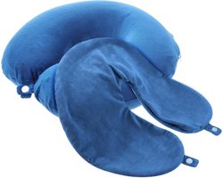 2x U-Vormige Nekrolhoezen Blauw - Zachte Wasbare Kussenovertrekken met Rits