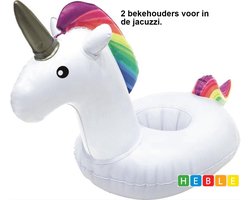 *** 2x Unicorn Summer Opblaasbare Bekerhouder Eenhoorn - Perfect voor Jacuzzi of Zwembad - van Heble® ***