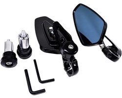 2x Universele Motorfiets Handvat Eind Achteruitkijkspiegels, 7/8" Aluminium Bar End Spiegels voor Motorrijders, Zwart/Blauw/Goud/Rood