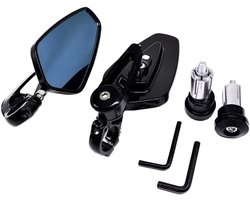 2x Universele Motorfiets Handvat Einde Achteruitkijkspiegels, 7/8" Aluminium Spiegels voor Motoren, Zwart/Blauw/Goud/Rood, Motoraccessoires en Veiligheid