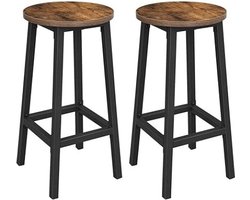 2x VASAGLE barkruk- barstoelen, keukenstoelen met stevig stalen frame, hoogte 65 cm, rond, eenvoudig te monteren, industriële stijl, grijs-zwart