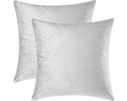 2x Velvet Sierkussen Incl Binnenkussen - 45x45 cm - Cadeau - Kerst decoratie - Pure Velvet Sierkussen - Zilver