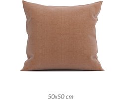 2x Warme Flanel Sierkussenslopen Vintage Bruin | 50x50 | Luxe En Hoogwaardig | Heerlijk Zacht | 170 gr/m2 | Beschikbaar In Verschillende Kleuren