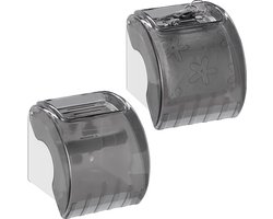 2x Wc rolhouder met plankje - kunststof - toiletrolhouder dicht - wandmontage
