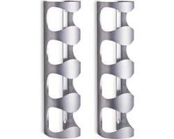 2x Zilver wijnflessen muurrek/wijnrekken voor 4 flessen 45 cm - Zeller - Keukenbenodigdheden - Woonaccessoires/decoratie - Wijnflesrekken/wijnflessenrekken/wijnrekken - Rek/houder voor wijnflessen