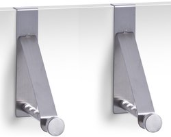 2x Zilveren deur kapstokken voor 5 kledinghangers 15 cm - Zeller - Woonaccessoires - Kleding/jassen ophangen - Deur kapstokken voor kledinghangers