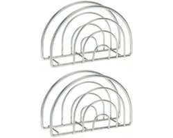 2x Zilveren servetten houder van metaal - Tafeldecoratie - Servethouders/servettenhouders