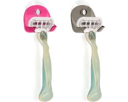 2x Zuignap Houder voor Scheermesje - Geschikt voor Glas en Tegels - Zwarte/Roze/Transparante Plakhaak