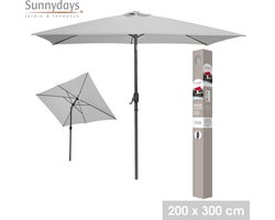 2X3MTR KANTELPARASOL LICHTGRIJS MAT IN ALUMINIUM EN STALEN FRAME