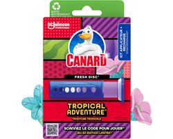 2XCANARD WC Fresh Disc Limited Edition Tropical Adventure - Cageless toiletreinigerblok - 1 diffuser + 1 navulling, 6 schijven