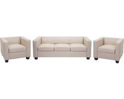 3-1-1 Bankstel Bankstel Loungebank Lille ~ Leer crème