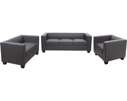 3-2-1 bankstel Bankstel Loungebank Lille ~ kunstleer, donkergrijs