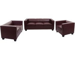 3-2-1 bankstel Bankstel Loungebank Lille ~ kunstleer, roodbruin