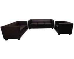 3-2-1 bankstel Bankstel Loungebank Lille ~ kunstleer, zwart