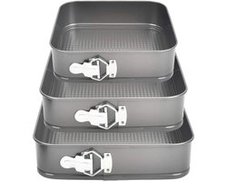 3 Bakvormen-Bakken-Cakevorm-24-26-28CM-Vierkant