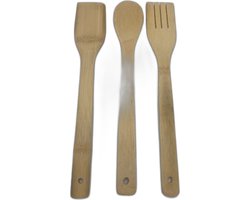 3 delig Bamboe Keuken Servies - Bamboo Kitchen Tools - 28 cm - met ophangogen