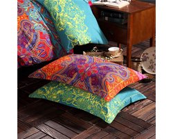 3-delig Beddengoed in boho-stijl, 200 x 200 tweepersoonsbed, bohemien, Indisch dekbedovertrek met kussenslopen van 80 x 80, ritssluiting, premium kwaliteit, ademend, microvezel