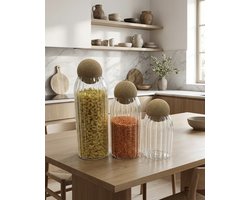 3 delig bewaar potten met kurk doppen