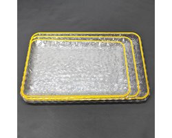 3-delig Dienbladenset – Luxe Transparant Design met Goud Rand