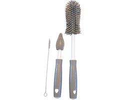 3-Delig Flessenborstel Grijs - Flessenreiniger - Siliconen Flesvoedingsaccessoires