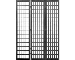 3-Delig Japans Kamerscherm, Opvouwbaar Privacyscherm Van Hout, Wolfraam, Mdf-Plaat, Vliesstof
