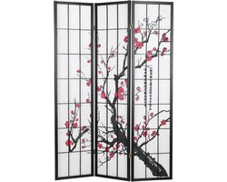 3-Delig Kamerscherm met Bamboe/Kersenbloesem Patroon | Shoji Wandverdeler