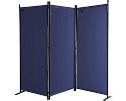 3-Delig Paravent 170 x 165 cm Blauw Kamerverdeler Tuin Balkon Lichtdicht Opvouwbaar