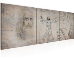 3-Delig Schilderij op Fleece Canvas - Oude Meesters Decoratie voor Woonkamer 90x30 cm