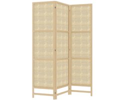 3-delig vouwscherm 135 x 180 cm van PP-rotan, opvouwbaar kamerscherm voor privacy in de woonkamer natuurlijk