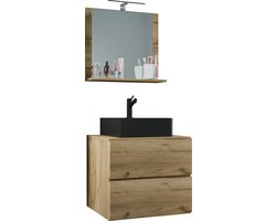 3-delig wastafelmeubel Badmeubelset Wastafel Lendas BL breedte 60 cm M lade