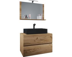 3-delig wastafelmeubel Badmeubelset Wastafel Lendas BL breedte 80 cm M lade