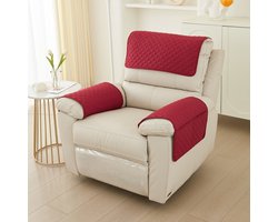 3-delige armleuninghoes voor bank, armleuninghoes voor chaise longue - hoofdsteunhoes, fauteuilhoes - antislip - meubelhoes - bank (1-zits chaise longue | 3-delige set),geruite textuur, rood
