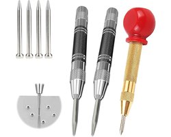 3-delige automatische centerpons voor metaal- veerbelaste centerponsen- veerbelaste centerponsen met 4 vervangende punten voor hout- muur- kunststof- metaal- roestvrij staal en glas