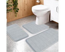 3-delige badkamermat set met antislip onderkant, zachte en absorberende matten voor douche en toilet