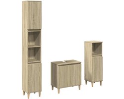 3-delige Badkamermeubelset | Opbergkast bewerkt hout sonoma eikenkleurig