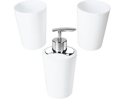 3-delige badkamerset MARTA Wit: 1 zeepdispenser & 2 bekers – 2x 24191 & 1x 24192