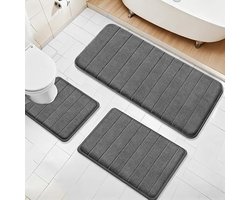3-delige badmat set, antislip en absorberend, zacht en sneldrogend voor badkamer