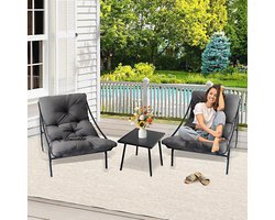 3-delige Balkonmeubelset met Afneembare Kussens - Comfortabele Tuinmeubelset voor Buiten en Binnen