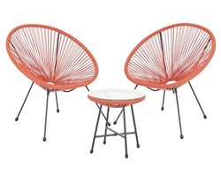 3-delige Balkonset Loungeset in Terracotta Oranje - Polyrotan Tuinmeubels