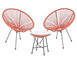 3-delige Balkonset Loungeset in Terracotta Oranje - Polyrotan Tuinmeubels