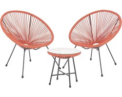 3-delige Balkonset Loungeset in Terracotta Oranje - Polyrotan Tuinmeubels