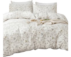 3-Delige Beddengoedset — Fris Bloemen- & Bladpatroon (Flanel) - 200x200cm